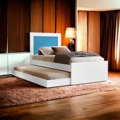 Cama Bibox Solteiro Luara Branco Com Aplique Cambel