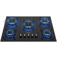 Cooktop a Gás 5 Bocas Mondial Preto e Inox CTG-02, Preto e Prata, Bivo