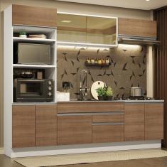 Cozinha Completa Madesa Glamy 270010 com Armário e Balcão (Sem Tampo e Pia) - Branco/Rustic