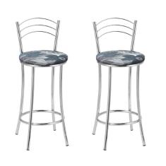 KIT 2 Banquetas Cromadas BC26-B E510 Cromada/Azul