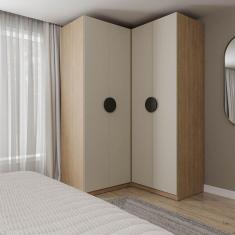 Guarda-roupa Modulado Joy 2 Peças Canto, Nicho com 2 Gavetas Cabecasa Madeiramadeira Cinza