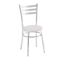 Cadeira para Cozinha Assento Estofado 404 Unimóvel Cromado/Branco