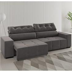 Sofá 3 Lugares Retrátil e Reclinável 230cm Veludo Artemis Viero Móveis - Veludo Grafite