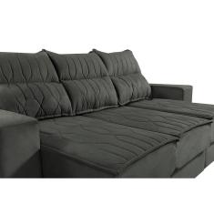 Sofá Retrátil E Reclinável 2,25m Cama Inbox Canadá Com Molas Velusoft Cinza