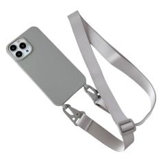 Capa de silicone fosco com alça de colar crossbody para iPhone 15 14 Pro Max 11 12 13 Mini XR X XS 7 8 Plus SE Capa à prova de choque, cinza, para iPhone X, XS
