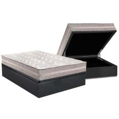 Cama Box Baú Casal: Colchão Ortopédico Paropas D28 / AG65 Master Gray + Base CRC Suede Gray(138x188)