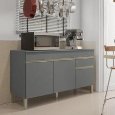 Balcão 3 Portas 1 Gaveta 150cm com Tampo Line - Kits Paraná