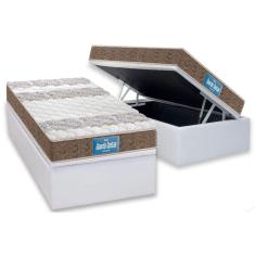 Cama Box Baú Solteiro: Colchão Anatômico Probel D33 Guarda Costas PróIntense Plus + Base CRC Courano White (88x188)