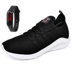 Kit Tênis Esportivo Masculino Corrida Caminhada Academia Leve + Relógi
