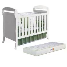 Berço Mini Cama Danny Branco Fosco Com Colchão D18 De 10cm - Reller Móveis Branco Fosco