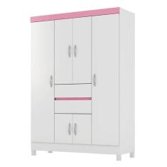 Guarda Roupa Casal Ecom Ii 6 Portas E 2 Gavetas Branco Rosa - Demóbile Branco Rosa