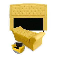 Kit Cabeceira Geovana + Calçadeira Veneza King Size 195cm Suede - Pass