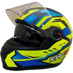 Capacete Moto Fechado Gtx Fox Fw3 Óculos Fumê Várias Cores, 56, Amarel