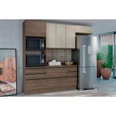 Cozinha Modulada Completa Maxxi 5 Peças (2Aéreo+1Balcão+1Paneleiro+1Complemento) C5P30 Nogal - Kappesberg