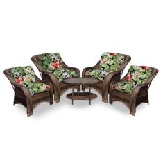 Conjunto de Poltronas Fibra Sintética Melo - 4 Poltronas + 1 Mesa Cent