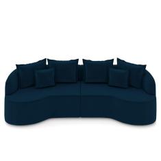 Sofá 4 Lugares 250cm Orgânico Quito K04 Veludo Azul Marinho - Mpozenato