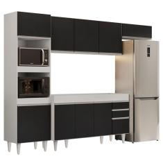 Armário De Cozinha Modulada 4 Peças Cp10 Balcão Sem Tampo Branco/preto - Lumil