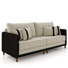 Sofá 2 Lugares Living 172cm Zoe K04 Veludo Bege-preto - Mpozenato