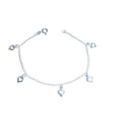 Pulseira Prata Com 5 Corações Vazados