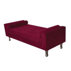 Recamier Baú Félix Casal 140 cm Suede - Amarena Móveis, Bordô