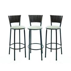 Kit 3 Banquetas Para Balcão Ilha Gourmet Bancada Área De Lazer - EJC E