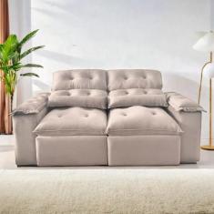 Sofá Retrátil e Reclinável 2,00m em Tecido Veludão C/ Pillow nos Braço