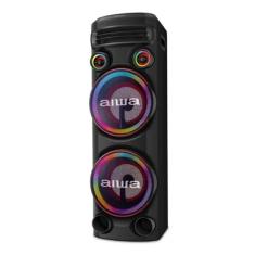 Caixa De Som Torre Aiwa 2300w 2woofers10" Bluetooth RGB Usb Preta Aws-t2w02 Bivolt
