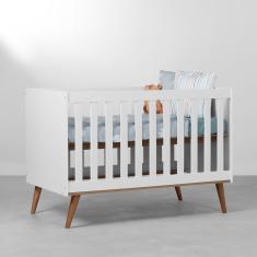 Berço Mini Cama Ludmila - Branco com Betula Berço Mini Cama Ludmila Branco com Bétula