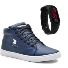 Kit Tênis Casual Confortável Masculino Com Um Relógio Digital Elegante-Masculino