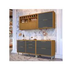 Cozinha Modulada 4 Peças Ripado Imperatriz Mdf - Nesher, Freijó e Graf