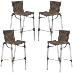 Kit 4 Banquetas Alumínio Fortaleza Alta Para Balcão Cozinha Bar Trama