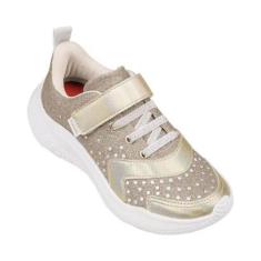 Tênis Infantil Pampili Gabi Dourado com Glitter 680.009-Feminino