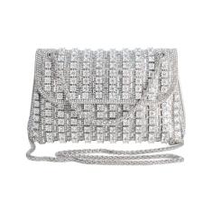 Bolsa feminina de strass luxuosa com diamantes brilhantes, combinando com vestido de noite, saia longa, festa, noite., Prata/ouro