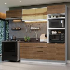 Armário de Cozinha Completa Stella 7 Portas 2 Gavetas MDF 270cm Branco-rustic Moderno