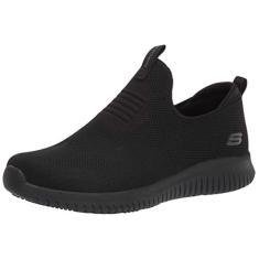 Skechers Tênis esportivo feminino sem cadarço, Preto, 35