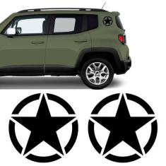 Kit Estrela Militar Para Coluna Jeep Renegade Adesivo Preto - SPORTINO
