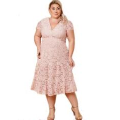 Vestido Noiva Renda Plus Size Madrinha Civil Festa Batizado - Bella Fe