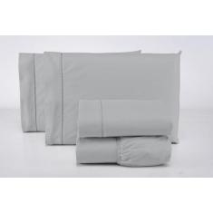 Jogo lençol de solteiro 3 peças 100% algodão 200 fios cinza - Shopping