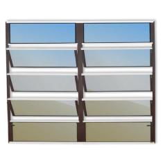 Janela de Alumínio Basculante 2 Seções 100x120cm Vidro Espelhado Plus 