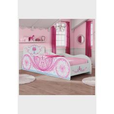 Cama Carruagem Branca e Rosa Móveis Estrela
