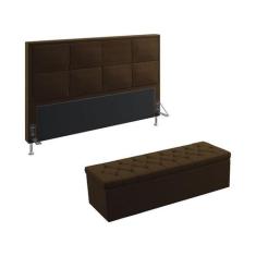 Kit Cabeceira Estofada Decorativa Maia 195 Para Cama King e Calçadeira