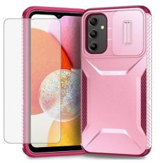 Ueokeird Capa para Galaxy A14 4G, capa para Samsung A14 5G/M44 5G com protetor de tela de vidro temperado e capa deslizante para câmera, antiderrapante, resistente, à prova de choque para Samsung