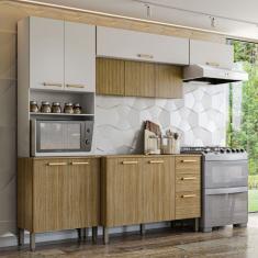 Cozinha Compacta Urbane 12 Portas 2 Gavetas Ripado 3d Freijo/Supremo - Kits Paraná