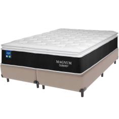 Cama Box Bege e Colchão Magnum Molas Ensacadas Queen Plumatex