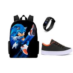 Conjunto Escolar masculino Lançamento Bolsa Mais Tênis E Relógio Kit v