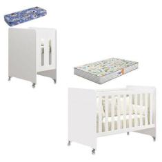 Berço Americano Evolution 4 Em 1 Branco Acetinado Com Colchão Mini E C