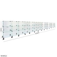 Balcão de Atendimento Modulado em Vidro com Rodízios - 6,50 x 1,00 x 0,40