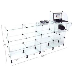 Balcão de Atendimento Caixa Modulado em Vidro - 2,00 x 1,00 x 0,30