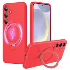 Jockvo Capa de telefone com suporte magnético invisível para Samsung Galaxy S24 Plus de 6,7 polegadas, silicone compatível com proteção total de câmera de grau militar Magsafe, capas de telefone para