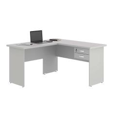 Escrivaninha Em L Com 02 Gavetas Chair Cinza